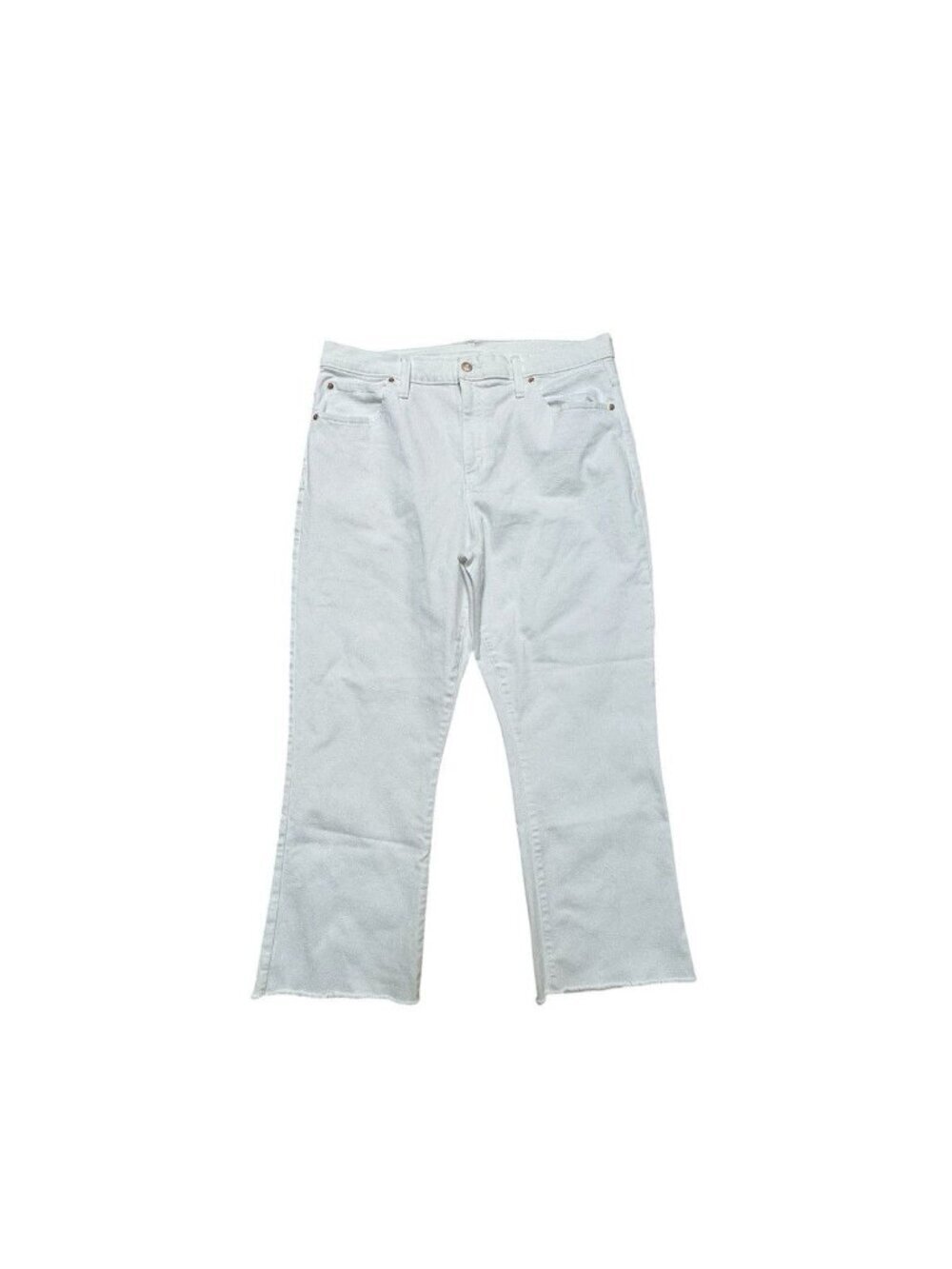 Gap White High Rise Kick Flare Jeans Raw Hem Size 34 18R